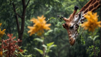Naklejka premium giraffe in the forest