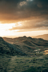 Scenic Lake District Sunrise: Golden Hour Mountain Views from Loughrigg Peak