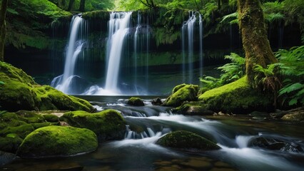 Obraz premium waterfall in the green forest