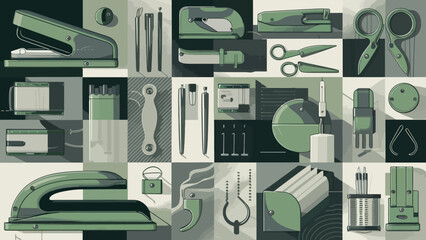Flatlay knolling graphic resources various design