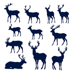 flat design deer silhouette collection