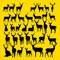flat design deer silhouette collection