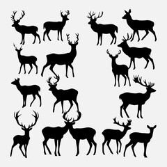 Fototapeta premium flat design deer silhouette collection