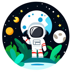 Fototapeta premium Adorable astronauts explore the wonders of nature.
