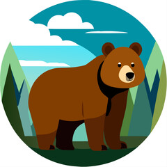 Fototapeta premium A cute bear explores its natural surroundings, its playful nature shining through.