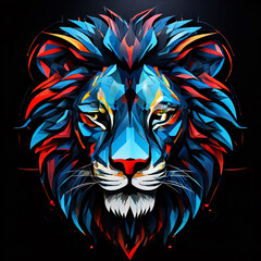 Abstract Lion Face Mural