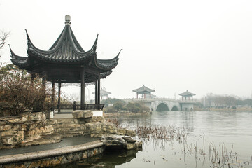 a foggy lake in Xuzhou, China