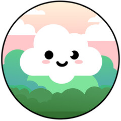 Adorably fluffy clouds drift lazily across the azure sky, painting a surreal masterpiece of nature's artistry.