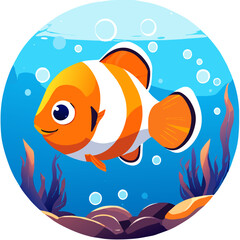 Cute clownfish swims gracefully in its vibrant coral reef habitat.