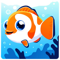 Cute clownfish with vibrant orange and white stripes, showcasing the beauty of nature's underwater wonders.