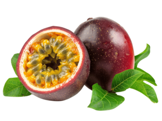 Passion Fruit top view transparent background Freshness of juicy for Decoration Smoothie food menu