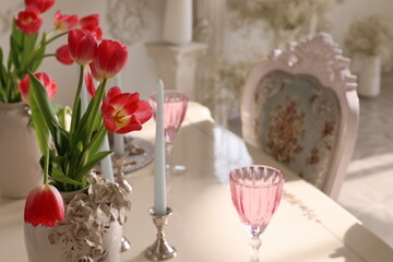 tulips on table