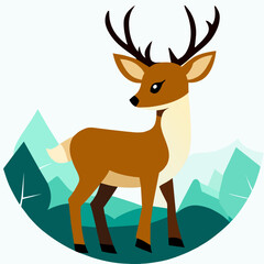 Fototapeta premium Adorable deer frolics amidst verdant surroundings.