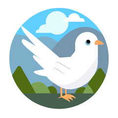 Obraz premium A majestic dove with shimmering plumage rests gracefully amidst verdant nature.