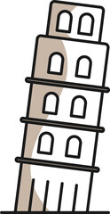 Leaning tower of Pisa line icon