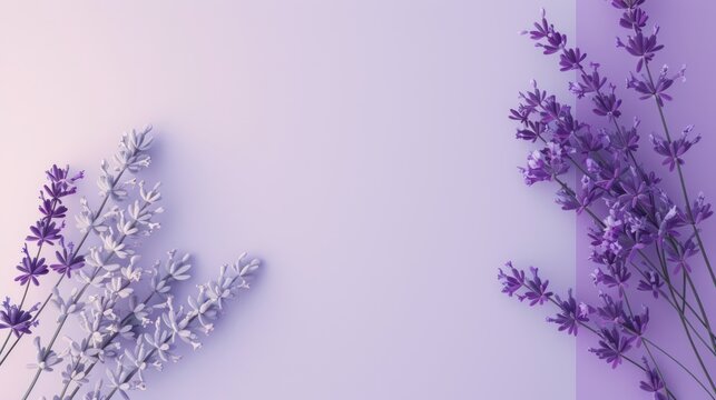 A clean background image with a few fallen lavender flowers on the left for a computer desktop. 