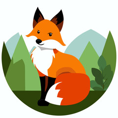 Obraz premium A cute fox peeks out from behind a tree, its inquisitive eyes and playful expression capturing the essence of nature's allure.