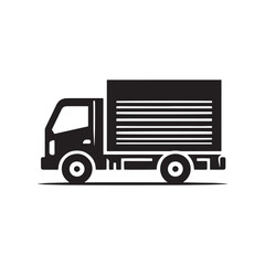 Swift Deliveries: Delivery Truck Silhouette Vector for Efficient Logistics and Transportation Designs. Black Delivery truck illustration, Transport Vector.