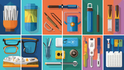 Flatlay knolling graphic resources various design