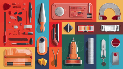 Flatlay knolling graphic resources various design