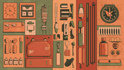 Flatlay knolling graphic resources various design