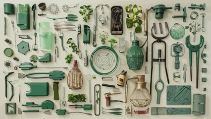 Flatlay knolling graphic resources various design