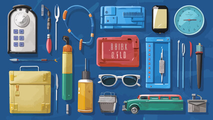 Flatlay knolling graphic resources various design