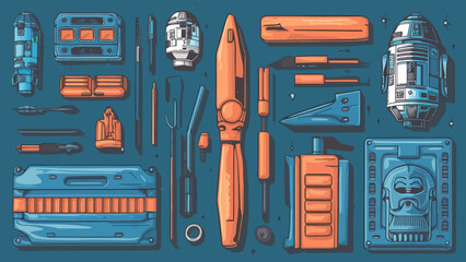 Flatlay knolling graphic resources various design