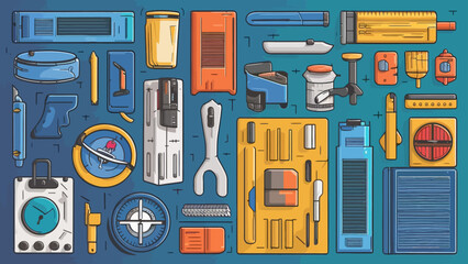 Flatlay knolling graphic resources various design