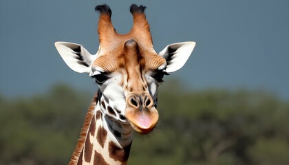 A Giraffe With Its Tongue Outstretched Tasting Th