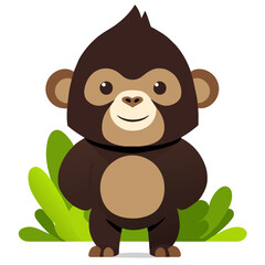 Obraz premium The cute gorilla enjoys the lush nature.