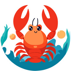 A cute lobster crawls on the ocean floor in search of food.