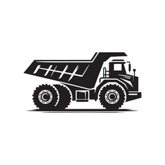 Dump Truck Chronicles: Robust Silhouette Vector Set for Construction Sites and Heavy-duty Projects. Dump Truck Illustration, Dump Truck Vector.