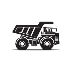 Dump Truck Chronicles: Robust Silhouette Vector Set for Construction Sites and Heavy-duty Projects. Dump Truck Illustration, Dump Truck Vector.
