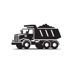 Dump Truck Chronicles: Robust Silhouette Vector Set for Construction Sites and Heavy-duty Projects. Dump Truck Illustration, Dump Truck Vector.