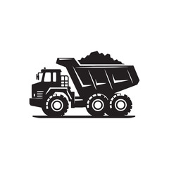 Dump Truck Chronicles: Robust Silhouette Vector Set for Construction Sites and Heavy-duty Projects. Dump Truck Illustration, Dump Truck Vector.