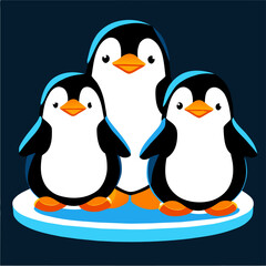Fototapeta premium In the icy realm, adorable penguins waddle amidst the frosty peaks.