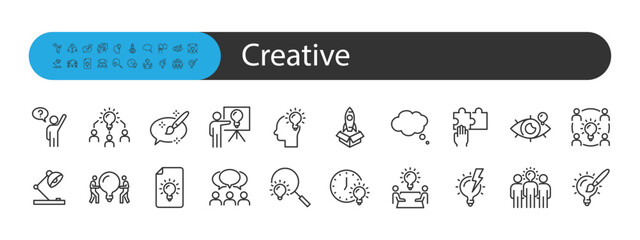 set of creative icons, think, brainstorm