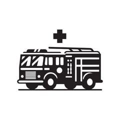 Blazing Rescuers: Firetruck Silhouette Vector Set for Emergency Response Designs and Safety-themed Projects. Firetruck Illustration.