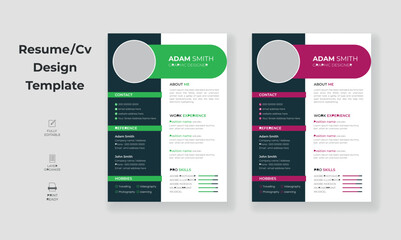  Modern and creative professional resume or cv design template, minimalist cv design layout, clean resume design with unique cv template.