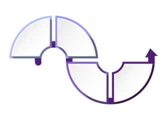 Blue tone circle infographic with 4 steps, process or options.