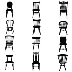 chair  silhouette vector set design