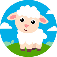 Fototapeta premium Fluffy white sheep graze peacefully in a meadow.