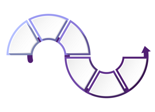 Blue tone circle infographic with 6 steps, process or options.