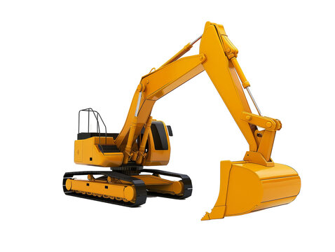 3d style construction excavator cut out in background