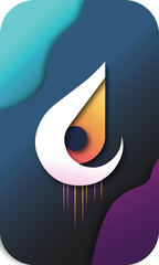 White background with water drop symbol, sailboat, and business icon in vector illustration