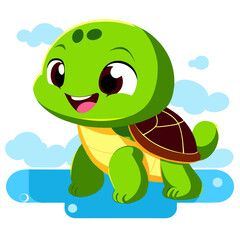 Naklejka premium A cute turtle enjoys the sun's warmth in its natural habitat.