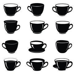 coffee glass  silhouette vector set design