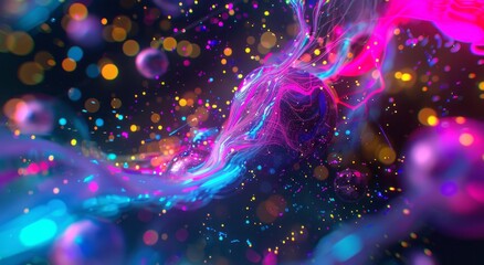 Neon Bright Color 3D Fluid futuristic background 