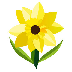 Golden daffodils bloom amidst lush greenery, painting a vibrant and cheerful scene in nature.